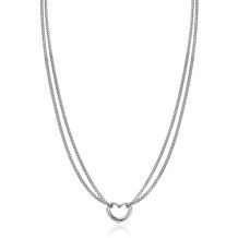 ZINZI zilveren multilook ketting met gourmet schakels en open hart 40-43cm ZIC2516