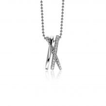 ZINZI zilveren luxe cross-over hanger 18mm bolletjes glad witte zirconia's ZIH2141