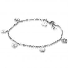 ZINZI zilveren fantasie armband rond zon wit 17-19,5cm ZIA1892