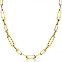 ZINZI zilveren ketting 45cm in 14K geel verguld met ovale closed for ever schakels 6mm breed ZIC1990G