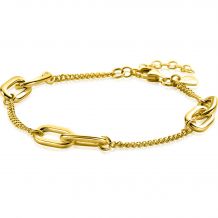 ZINZI gold plated zilveren gourmet armband met zes ovale schakels 7mm breed 17-20cm ZIA2412G