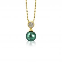 ZINZI zilveren parelhanger geelverguld 18mm witte zirconia's groene parel ZIH1151GG