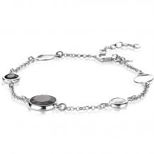 ZINZI zilveren fantasie armband met ronde zettingen zwart/grijs/wit 17-20 cm ZIA2109