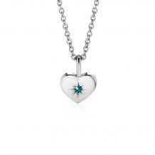 MAART hanger 12mm zilveren hart geboortesteen blauw aquamarijn zirconia (zonder collier)