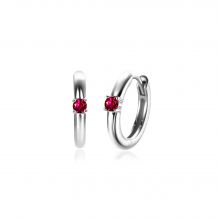 JULI oorringen 13mm zilver met geboortesteen rood robijn zirconia 
