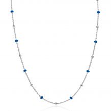 ZINZI zilveren fantasie ketting met 13 blauwe donuts en glanzende bolletjes 42-45cm ZIC2511