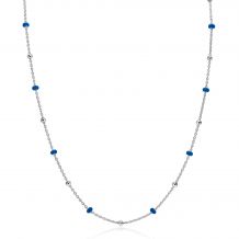 ZINZI zilveren fantasie ketting met 13 blauwe donuts en glanzende bolletjes 42-45cm ZIC2511