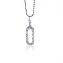 ZINZI zilveren luxe hanger ovaal wit 32mm ZIH1894