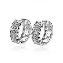 ZINZI zilveren luxe oorringen 18x7mm blaadjes wit ZIO1889