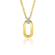 ZINZI zilveren ovale bicolor hanger extra 14K geel verguld witte zirconia's 18mm ZIH2248