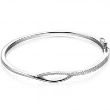 ZINZI zilveren bangle armband cross-over wit zirconia met scharniersluiting ZIA1971