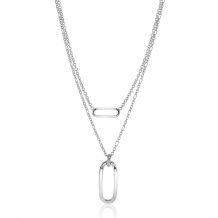 ZINZI zilveren multilook ketting 43cm met figaro en jasseron schakels en open ovale hangers ZIC2534