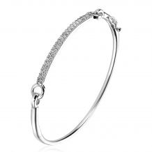ZINZI zilveren bangle armband 3,5mm breed wit scharniersluiting ZIA1945
