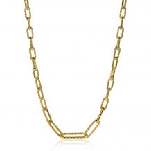ZINZI zilveren collier 14K geel verguld ovale schakels bewerkt 50cm ZIC2097G