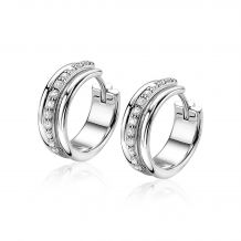 ZINZI zilveren luxe oorringen 16x5mm wit ZIO2049