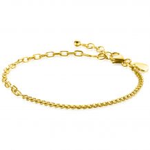 ZINZI gold plated zilveren multi-schakelarmband met gourmet en paperclip schakels 2,7mm breed ZIA2468G