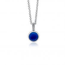 ZINZI zilveren hanger rond blauw wit ZIH1871