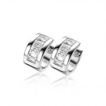 ZINZI zilveren luxe brede oorringen 14x7mm met baguette zirconia ZIO2122