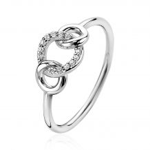 ZINZI zilveren ring 3 ronde vormen wit ZIR2045
