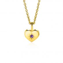 FEBRUARI hanger 12mm gold plated hart geboortesteen paars amethist zirconia (zonder collier)