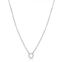 ZINZI zilveren ketting met open rondje (7,5mm) bezet met witte zirconia's 40-45cm ZIC2550