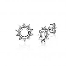 ZINZI zilveren oorknoppen zon wit 10mm ZIO1899