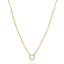 ZINZI gold plated zilveren ketting met open rondje (7,5mm) bezet met witte zirconia's 40-45cm ZIC2550Y