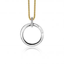 ZINZI zilveren ronde hanger 21mm met sluitring wit ZIH2061 (zonder collier)