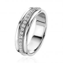 ZINZI zilveren chique ring multi-look wit ZIR2049