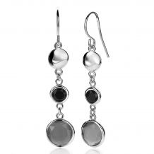 ZINZI zilveren oorhangers 50mm ronde vormen zwart grijs ZIO2109