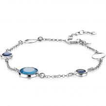 ZINZI zilveren fantasie armband met ronde zettingen blauw/kobalt 17-20 cm ZIA2110