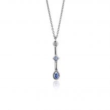 ZINZI zilveren ketting met staafhanger rond driehoek druppel blauw 40-45cm ZIC2091