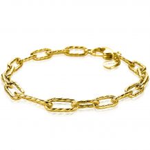 ZINZI zilveren armband 14K geelverguld ovale schakels bewerkt 19,5cm ZIA2097G