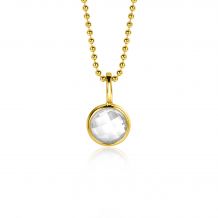 APRIL hanger 8mm gold plated geboortesteen diamant wit zirconia