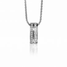 ZINZI zilveren luxe langwerpige hanger witte zirconia's 14mm ZIH2118