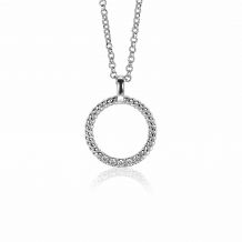 ZINZI zilveren ronde hanger 22mm gedraaid witte zirconia ZIH2128