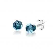 6mm ZINZI zilveren oorknoppen met blauw beads ZIO1317B
