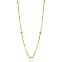 ZINZI zilveren gourmet ketting 14K geelverguld bol 45cm ZIC987G