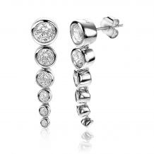 ZINZI zilveren luxe oorsieraden 25mm rond wit ZIO2053