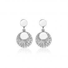 ZINZI zilveren oorknoppen 12mm rond wit ZIO1572