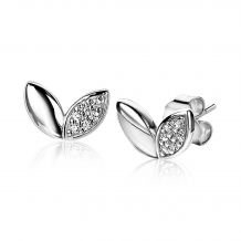 ZINZI zilveren oorknoppen 6mm blaadjes wit ZIO2088