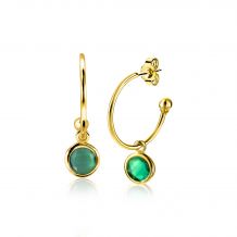 ZINZI zilveren oorsieraden in 14K geelverguld groene kleursteen 16mm ZIO1935GG