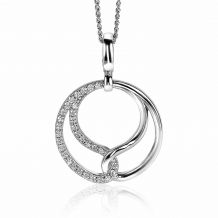 ZINZI zilveren hanger 25mm met clip-sluiting, symboliseert verbondenheid, witte zirconia's ZIH2119