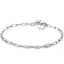 ZINZI zilveren armband met paperclip schakels en baguette witte zirconia's ZIA1993