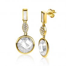 ZINZI zilveren chique oorsieraden geel verguld rond wit ZIO2058