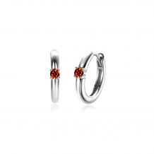 JANUARI oorringen 13mm zilver met geboortesteen rood granaat zirconia
