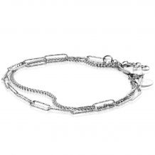 ZINZI zilveren multi-look armband met gourmet en paperclip schakels ZIA2367