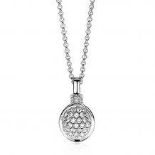 ZINZI zilveren ketting met hanger ovaal wit 40-45cm ZIC1674

