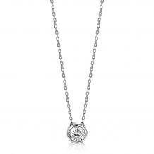 ZINZI zilveren ketting met hanger rond wit 40-45cm ZIC1775
