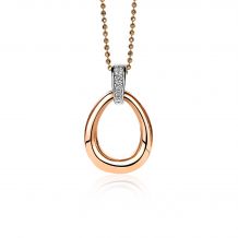 ZINZI zilveren hanger rosé verguld druppel wit ZIH1709